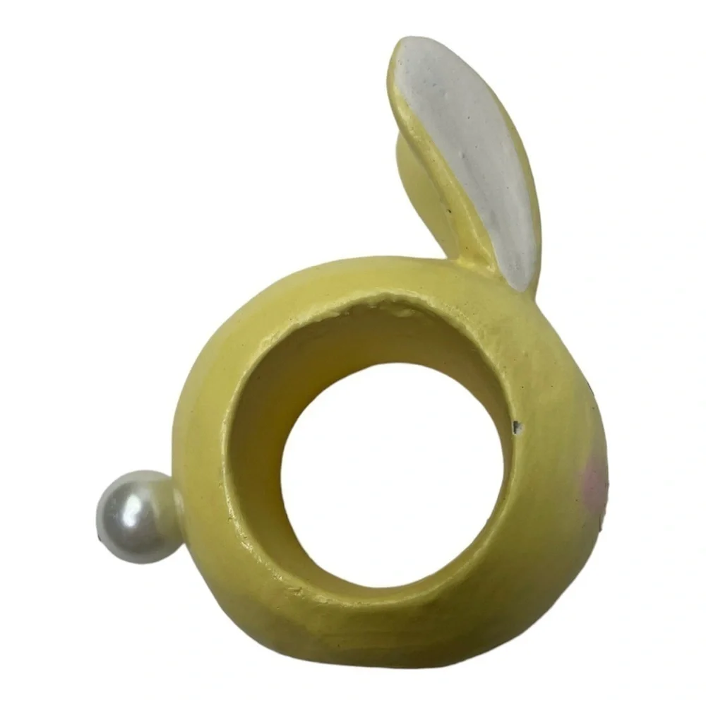 Pier 1 Light Yellow Painted Easter Bunny Napkin Holders Set of 4